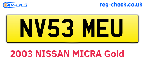 NV53MEU are the vehicle registration plates.