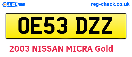 OE53DZZ are the vehicle registration plates.
