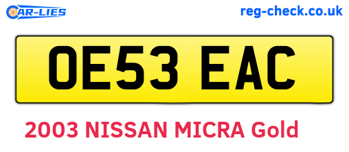OE53EAC are the vehicle registration plates.