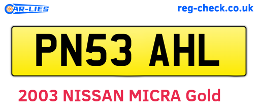 PN53AHL are the vehicle registration plates.