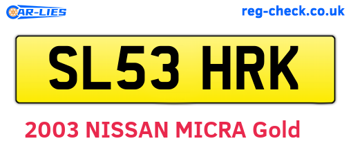 SL53HRK are the vehicle registration plates.