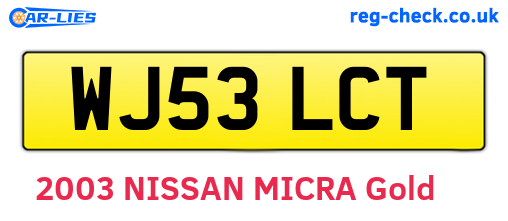 WJ53LCT are the vehicle registration plates.