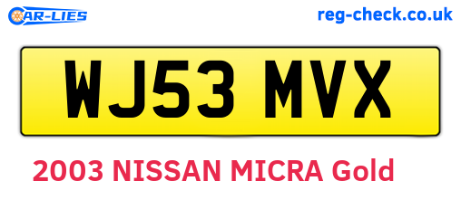 WJ53MVX are the vehicle registration plates.
