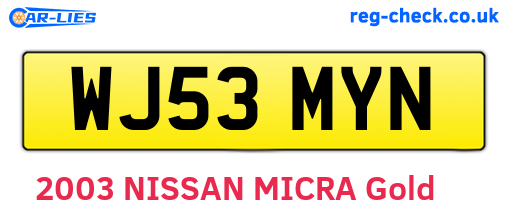 WJ53MYN are the vehicle registration plates.