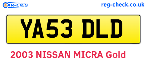 YA53DLD are the vehicle registration plates.