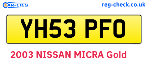 YH53PFO are the vehicle registration plates.