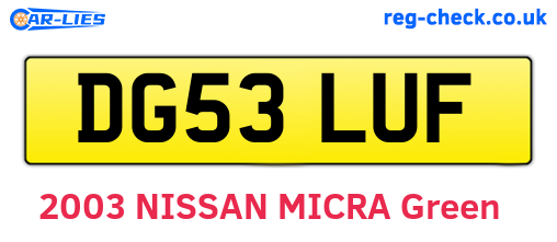 DG53LUF are the vehicle registration plates.