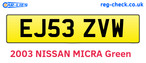 EJ53ZVW are the vehicle registration plates.