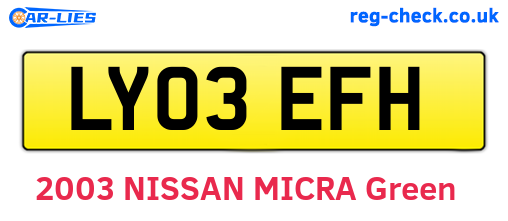 LY03EFH are the vehicle registration plates.