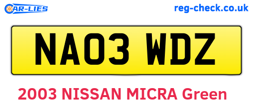 NA03WDZ are the vehicle registration plates.