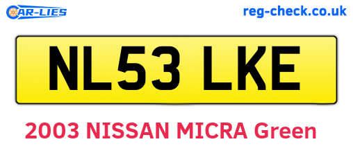 NL53LKE are the vehicle registration plates.