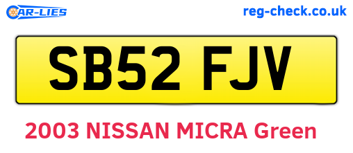 SB52FJV are the vehicle registration plates.