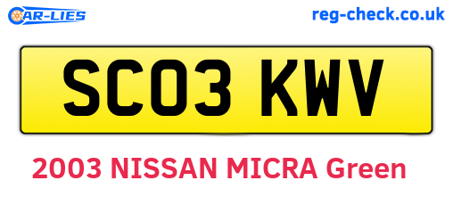 SC03KWV are the vehicle registration plates.