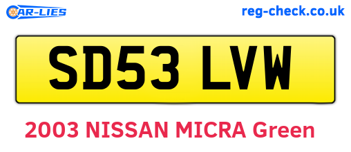 SD53LVW are the vehicle registration plates.