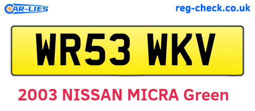 WR53WKV are the vehicle registration plates.