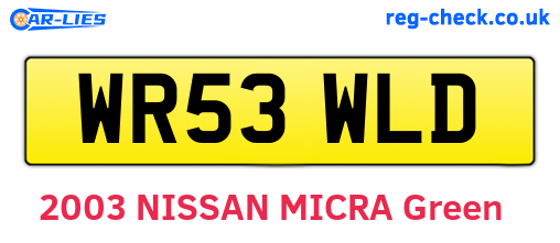 WR53WLD are the vehicle registration plates.