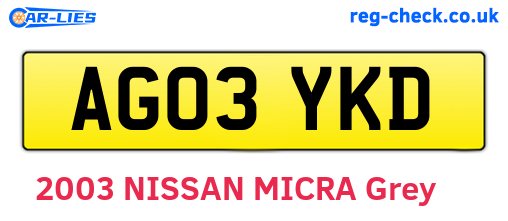 AG03YKD are the vehicle registration plates.