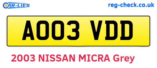 AO03VDD are the vehicle registration plates.
