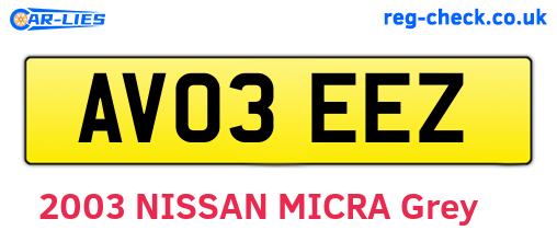 AV03EEZ are the vehicle registration plates.