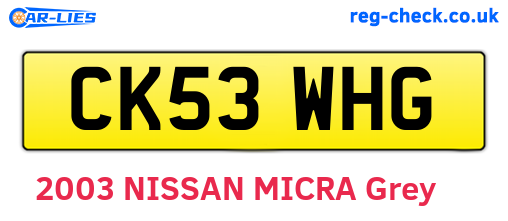 CK53WHG are the vehicle registration plates.