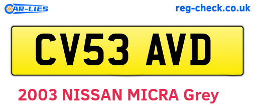CV53AVD are the vehicle registration plates.