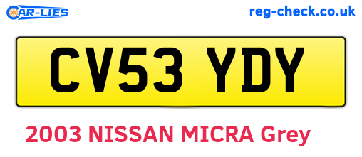 CV53YDY are the vehicle registration plates.