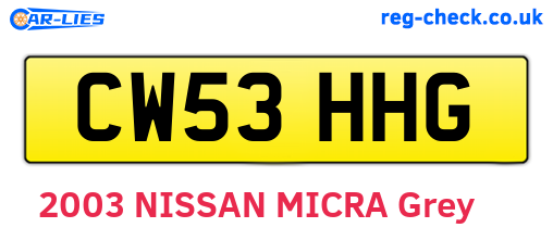 CW53HHG are the vehicle registration plates.