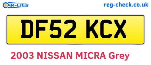 DF52KCX are the vehicle registration plates.