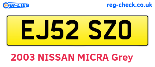 EJ52SZO are the vehicle registration plates.