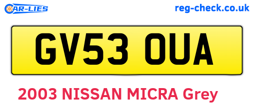 GV53OUA are the vehicle registration plates.