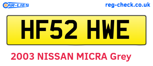 HF52HWE are the vehicle registration plates.