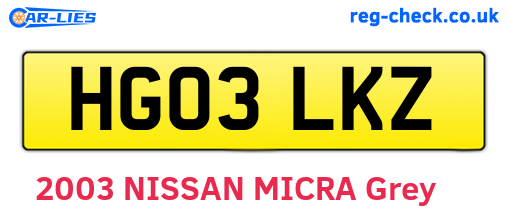 HG03LKZ are the vehicle registration plates.