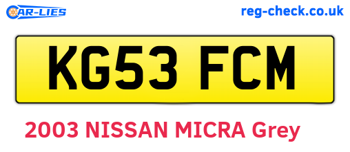 KG53FCM are the vehicle registration plates.