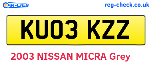 KU03KZZ are the vehicle registration plates.