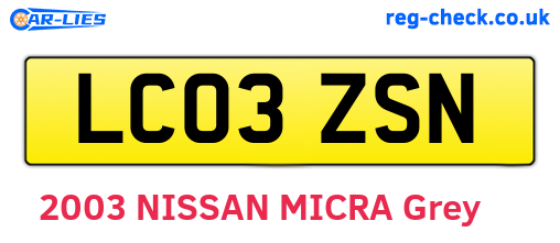 LC03ZSN are the vehicle registration plates.
