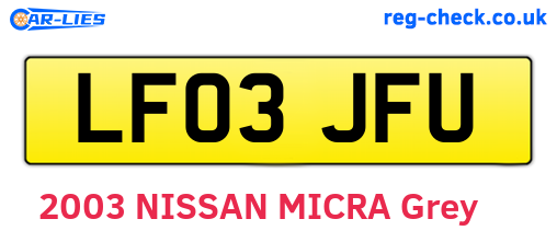 LF03JFU are the vehicle registration plates.