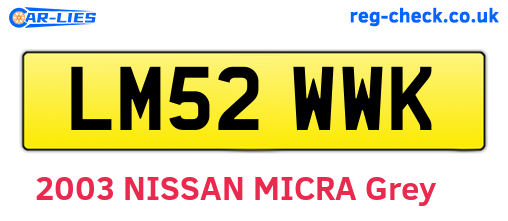 LM52WWK are the vehicle registration plates.