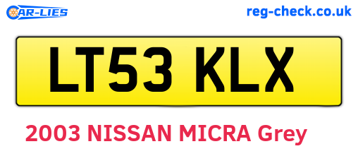 LT53KLX are the vehicle registration plates.