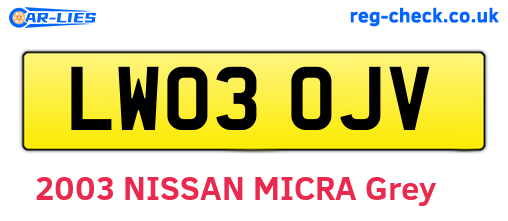 LW03OJV are the vehicle registration plates.
