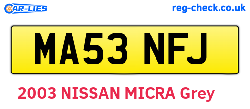 MA53NFJ are the vehicle registration plates.