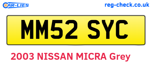 MM52SYC are the vehicle registration plates.