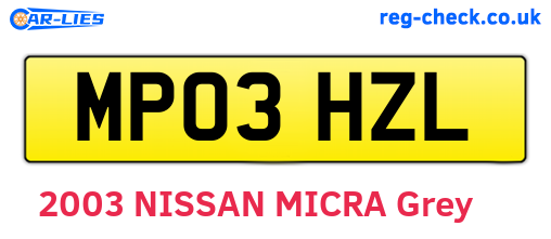 MP03HZL are the vehicle registration plates.