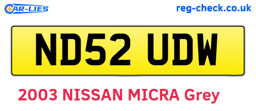 ND52UDW are the vehicle registration plates.