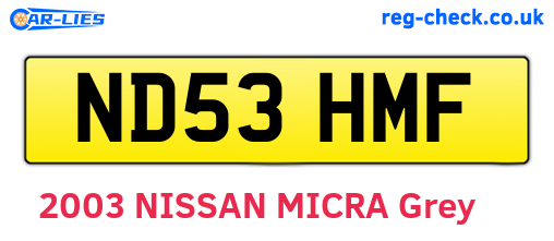 ND53HMF are the vehicle registration plates.