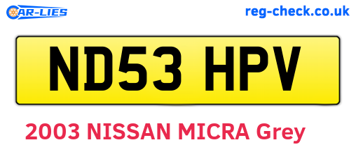 ND53HPV are the vehicle registration plates.