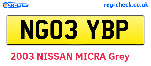 NG03YBP are the vehicle registration plates.