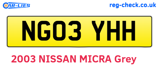 NG03YHH are the vehicle registration plates.