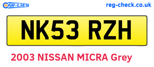 NK53RZH are the vehicle registration plates.