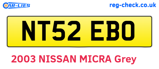 NT52EBO are the vehicle registration plates.