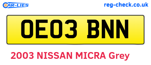 OE03BNN are the vehicle registration plates.